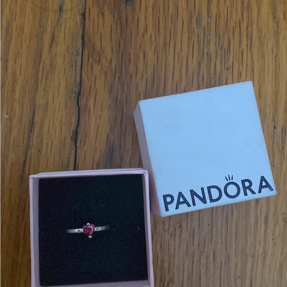 Pandora Red and Silver Heart Ring